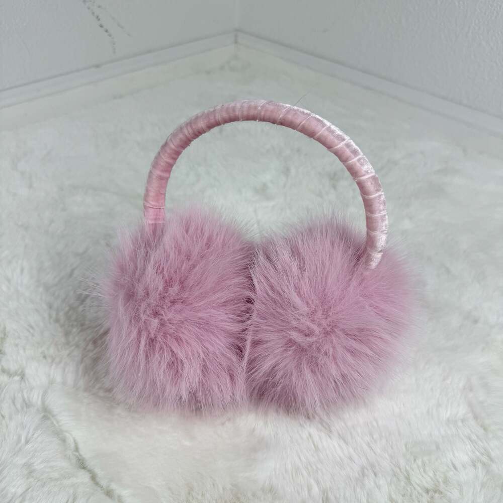 Pink Faux Fur Velvet Headband Earmuffs